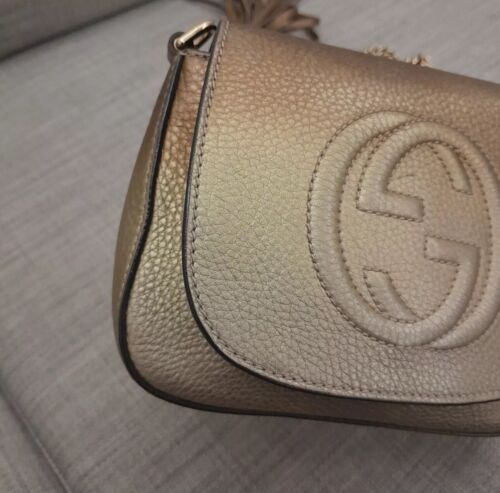 GUCCI Ombre Leather Soho Tassel Chain Crossbody Bag Preowned - Picture 10 of 17