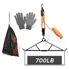 Hunting Game Hoist Gambrel with Elk Hoist Dual Pulley Lift System and Deer Ha...