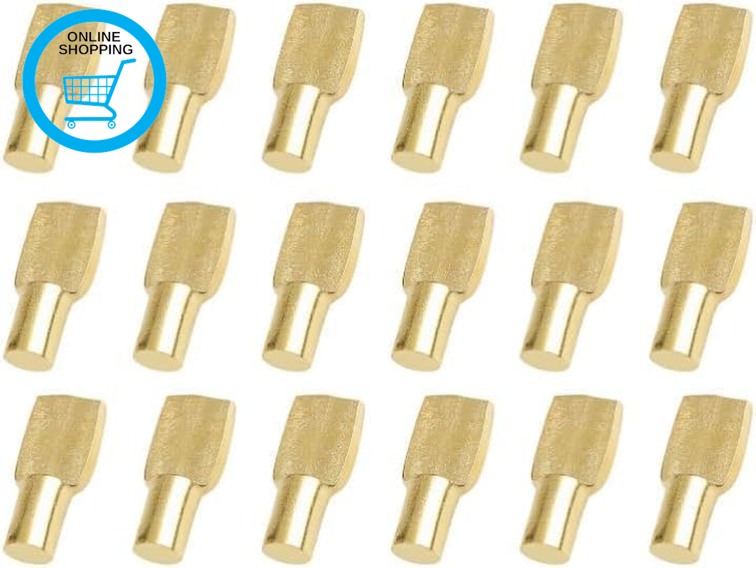 40Pcs Gold Shelf Pins 5Mm, Cabinet Pegs Shelf Support, Spoon Shape Metal Shelf H