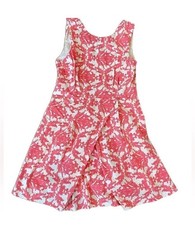 Love21 by Forever 21 Dress Sleeveless V Neck Back Tea Length Floral Large Coral