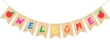 Uniwish Welcome Banner for First Day of School Classroom Decorations  Burlap...