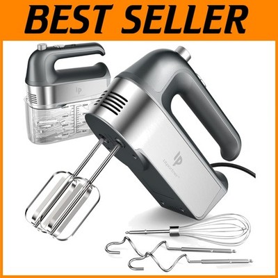 Gray Hand Mixer with Stainless Steel Accessories