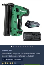 Metabo Hpt 18V Multivolt 18-Gauge 1-1/2 Inch Narrow Crown Stapler 2Ah Kit