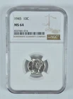 1945 Mercury Dime MS64 NGC Brown Label