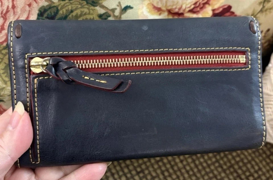 Бумажник-органайзер Dooney Bourke темно-синий флорентийская кожа большой клатч карманы - Изображение 4 из 4