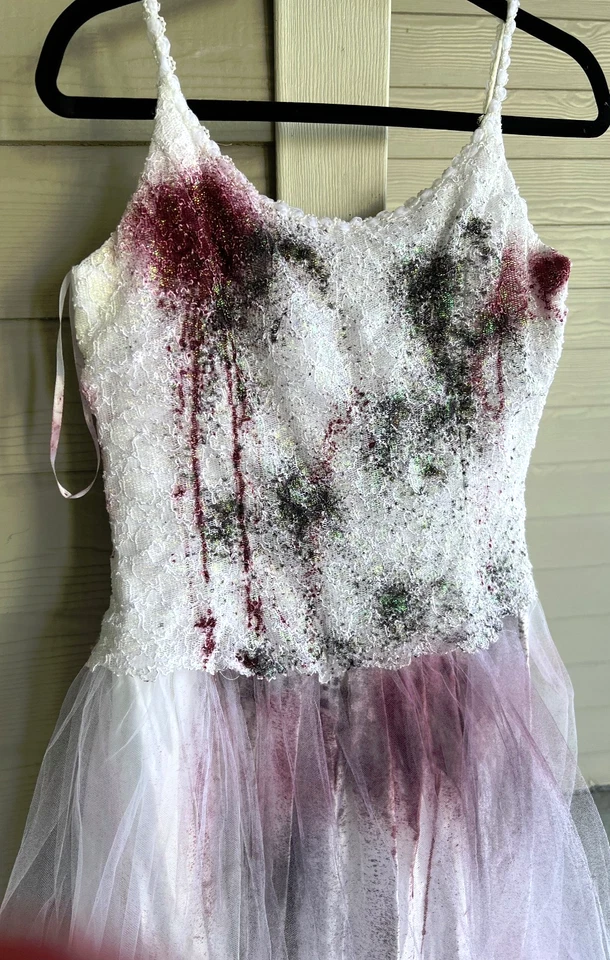 Ballerina Vampire Corpse Bride Wedding Dress Zombie Walking Dead Size 11/12 - Image 2 of 4