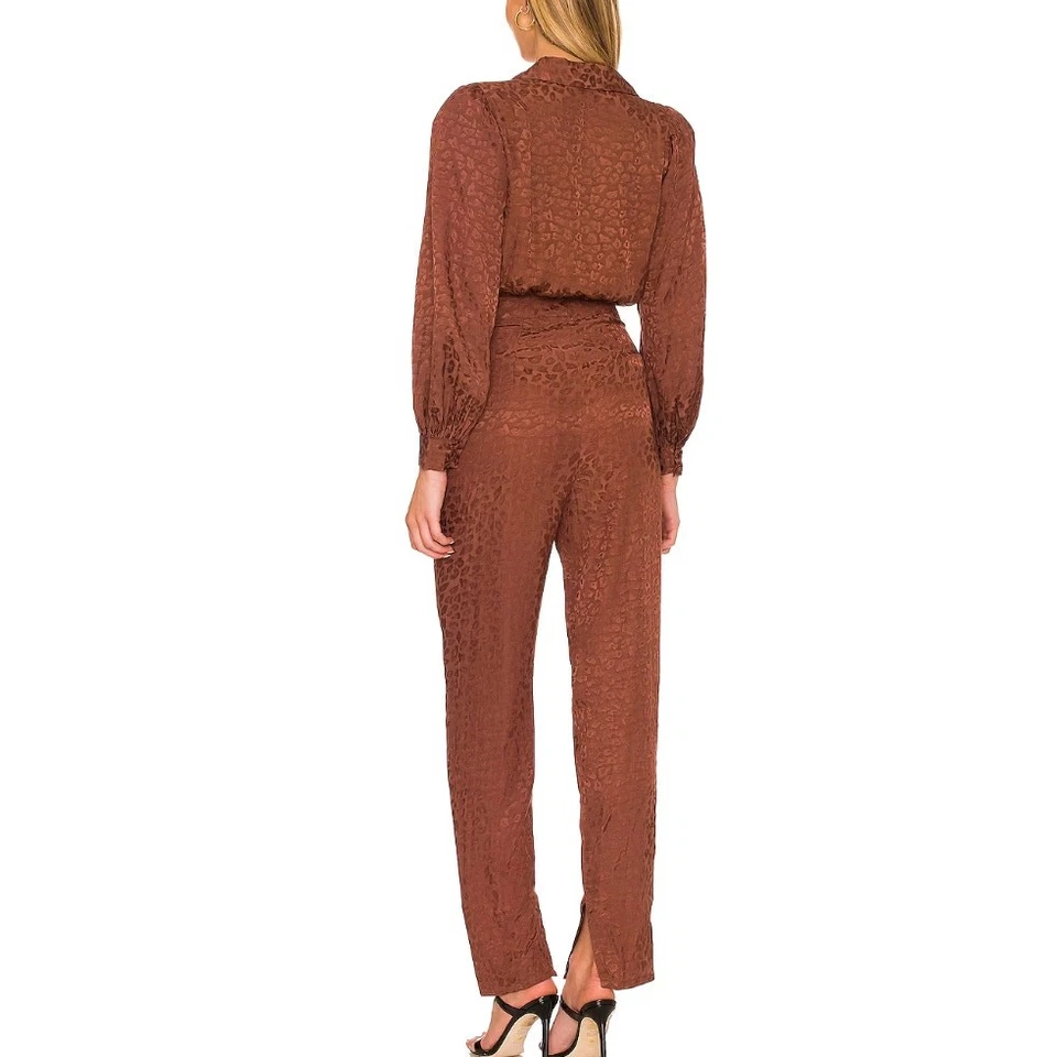 Mono Lovers + Friends Cheyann Satinado Marrón PEQUEÑO Envoltura Dobladillo Dividido Leopardo NUEVO Foto 3 de 4