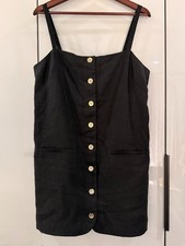 J Crew Womens Claudia 100% Linen Lined Dress Black M