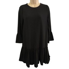 Ganni Black Dress with Bell Sleeves. Size XS