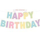 Pre-strung Happy Birthday Banner - No DIY - Pastel Birthday Party Banner - Pr...