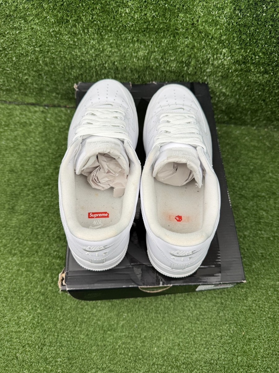 Size 9 - Nike Air Force 1 x Supreme Low Box Logo - White