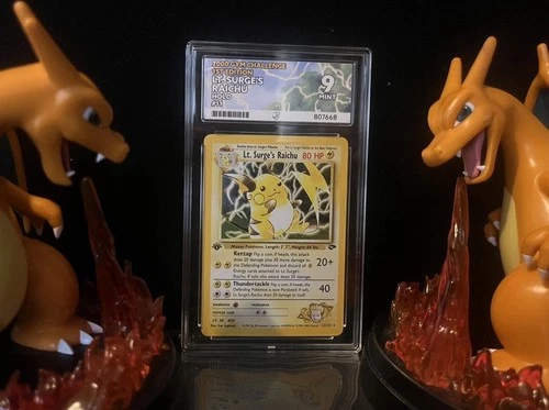 Lt Surges Raichu ACE 9 w Swirl 1st Edition Gym Holo 11/132 Pokemon Card Vintage