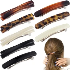 8 PCS French Barrette Hair Clips Small Tortoise Shell Style for Women Girls