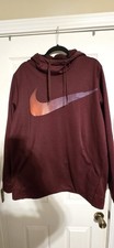 Men  s Nike Hoodie Maroon Dri Fit Big Swoosh Logo Pullover Size XL T17