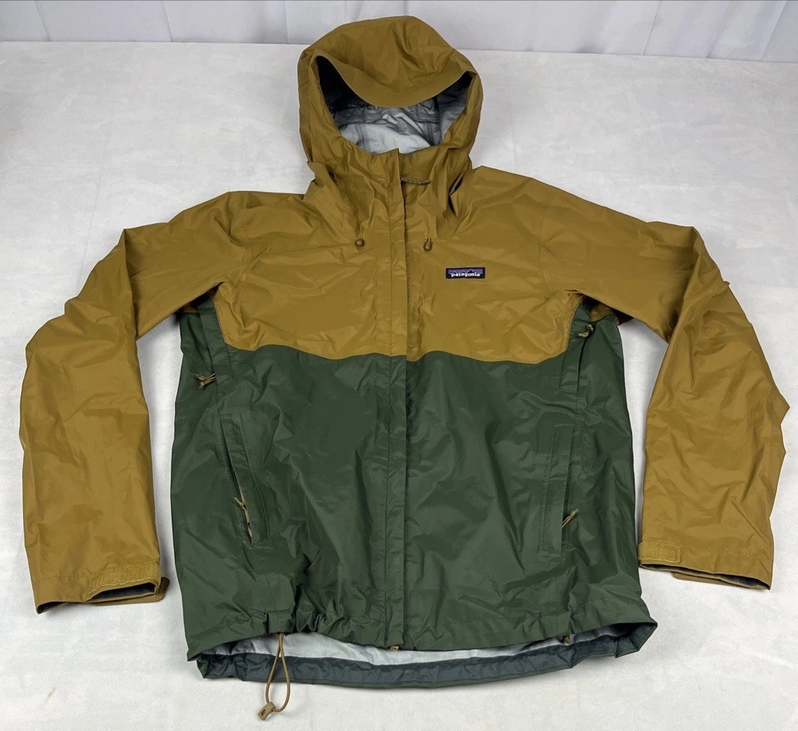 PatagoniaH2NOTorrentshell3LNylonHoodedRainJacketBrownGreenMensSizeS