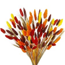100 Pcs Fall Dried Flower Bouquet Fall Flowers Decor with Gem Grass Wheat Bun...