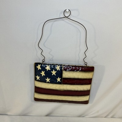 Folk Art Americana American Flag Metal Wall Art 9'' x 7''