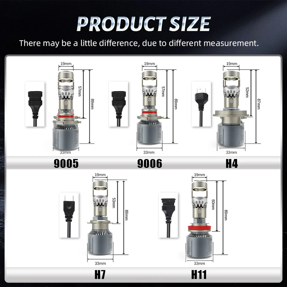 1 Par LHD 400W H4 9003 Mini Bi-LED Proyector Lente Faro LED Alto/Bajo Retrofit Foto 2 de 4