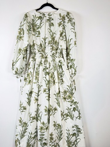 Hunter Bell Damen Kleid Grün Midi Blumen V-Ausschnitt Puffed Fit Flare Boho Small - Bild 10 von 14