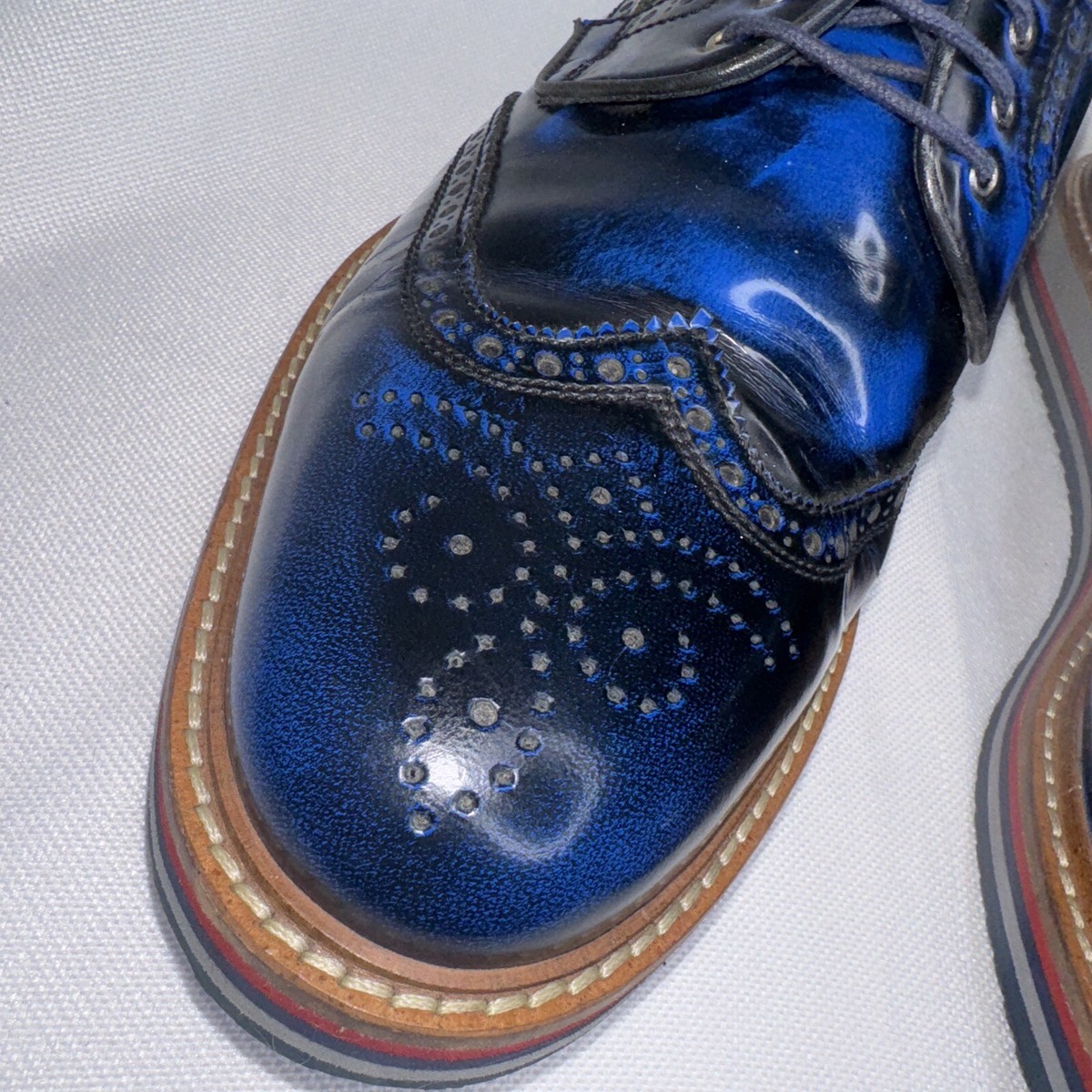 Jared Lang Wingtip Leather Royal Blue Oxford Dress Lace Up  display picture 2