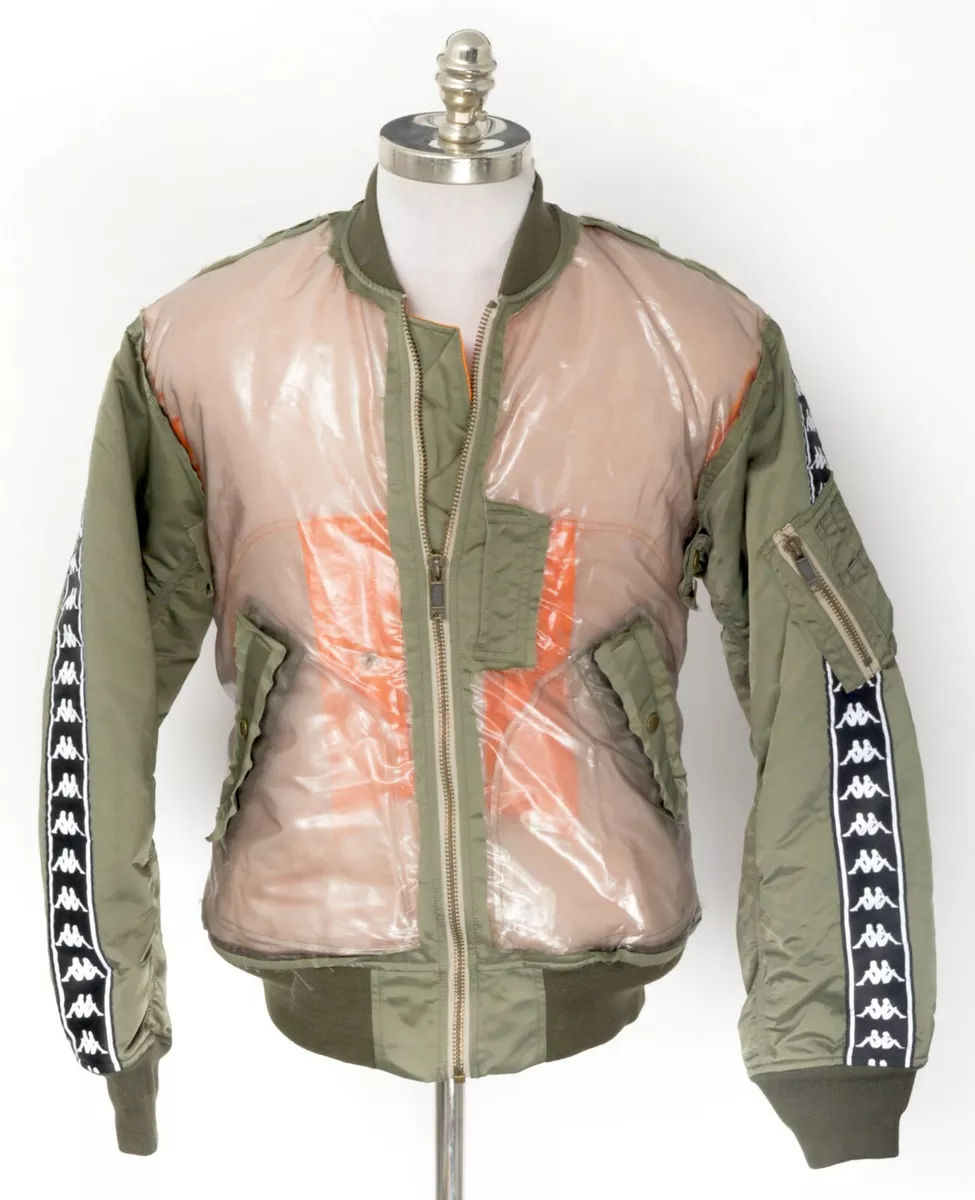 NEW CHRISTIAN DADA Green Orange Clear Military Bomber Jacket Coat 46 Fits S