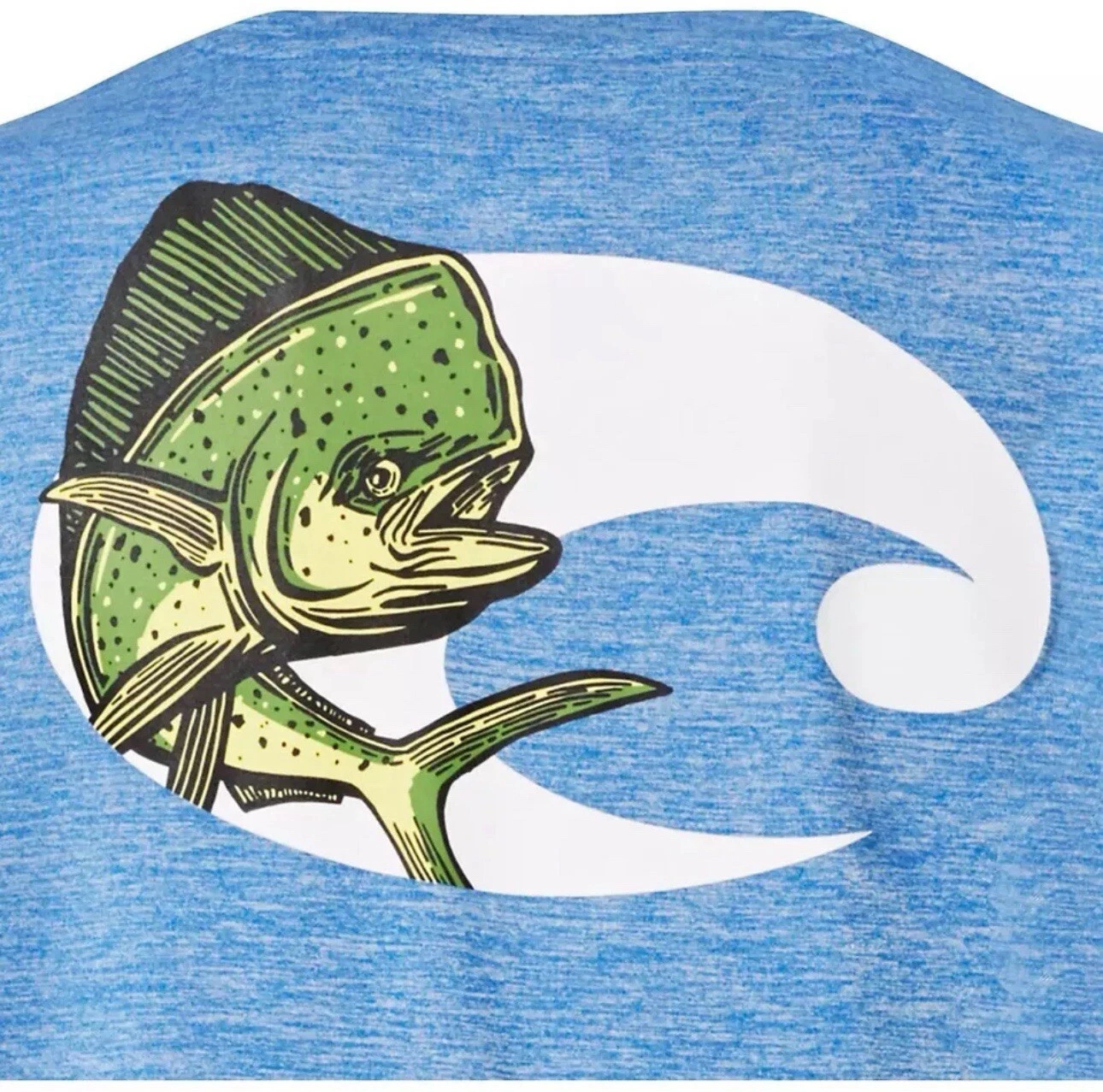 Costa Tech Angler Dorado Mahi Dolphin Performance Fishing Shirt SM Blue UPF 50