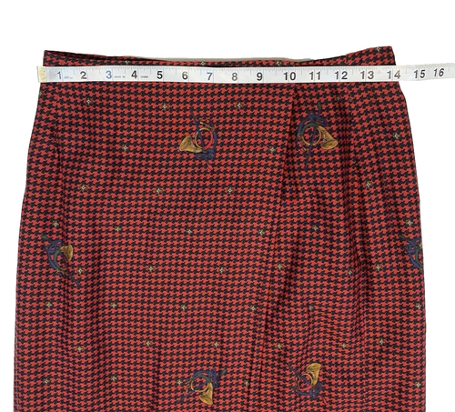 Gonna midi vintage Country Shop rossa pied de poule avvolgente 8 cavalli equitazione - Foto 4 di 16