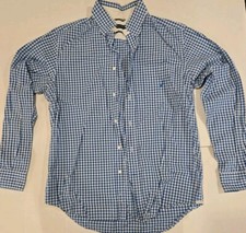 Nautica Mens Dress Shirt Slim Fit Stretch Blue Plaid Medium