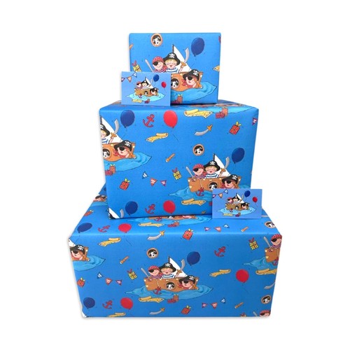 Boys Wrapping Paper - Blue Pirates - 2, 4 or 6 Sheets & Tags - Card Available - Picture 6 of 37