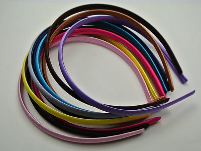 Plastic Hair Bands For Women 10-Pack Black Plastic Headbands Wrapped In Satin &ndash; 9mm Wide, For DIY Hair Crafts Black Plastic Hair Bands For DIY Craft 9mm