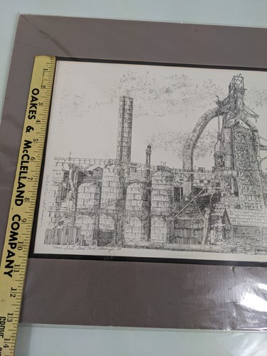 Pittsburgh Steel Mill Nevin Robinson Sketch Signed Matted Sealed - Picture 14 of 17