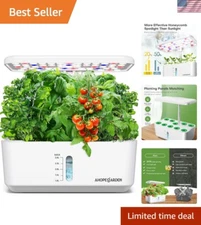 10-Pod Hydroponic Growing System with LED Light - -Round Indoor Gardening