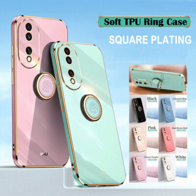 Case For Honor 90 70 X8 X7A X8A Magic5 Pro Plating Ring Holder Soft Phone Cover