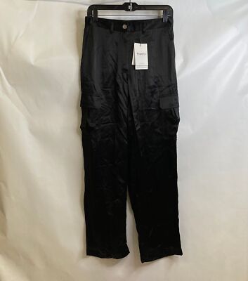パンツ THEORY Woman Pants Black N0509214 001 THEORY Cargo Pants Textured Satin Women's Size 0 Black