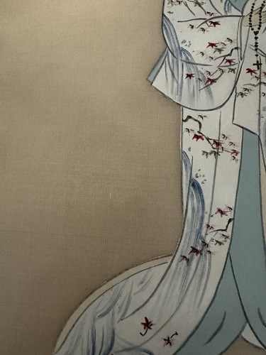 VTG JAPANESE Carmel Tokyo PAINTING on Silk Signed Museum Glass Art Madonna - Picture 4 of 18