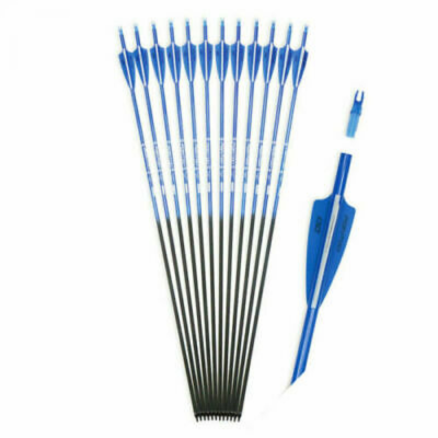 ACCMOS 1000-Spine Flèche 30-Pouces Flèche Flèches Carbone Flèche Cible Flèche de Chasse Arc à Poulies Arc Recurve Adulte Jeunesse Tir à l'Arc Entraînement 12pcs Style1