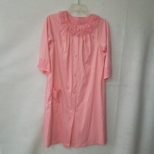 Shadowline Vintage Womens Pink Lace Trim Nylon Nightgown Robe S