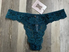 3 PACK! Lot New Savage x FENTY Rihanna Blue Green Sheer Lace Thong MEDIUM Charm