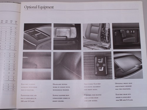 1991 Mercedes Benz Technical Specifications Brochure - Picture 4 of 6