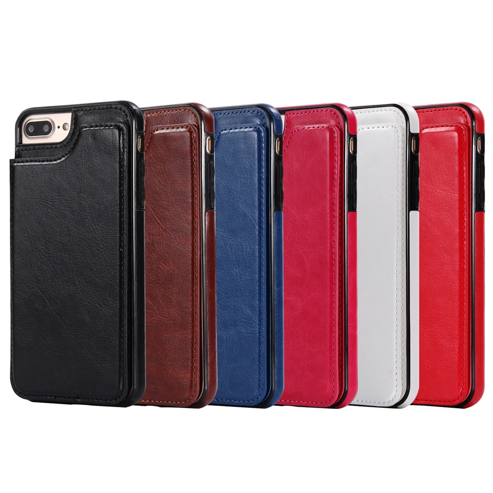 For iPhone 11 12 13 14 15 Pro Max 7 Slim Leather Wallet Card Holder Stand Case - Image 2 of 4