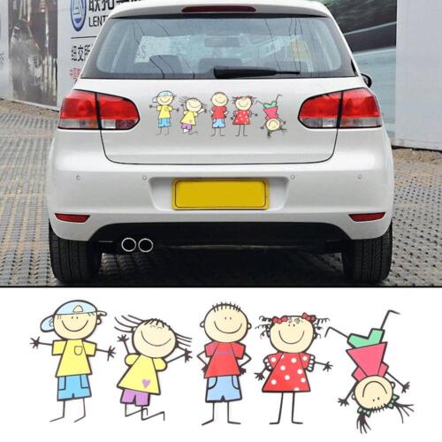 Waterproof Boy Girl Funny Cartoon Window Decal Cute Kids Car Sticker Family - Picture 1 of 8