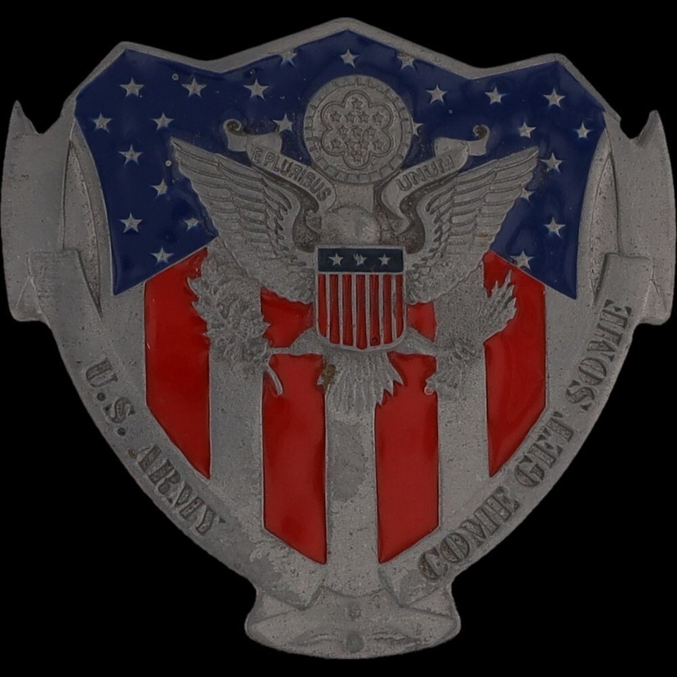 Us Army Shield Eagle Emblem Patriot Military Badge Service Vintage Belt