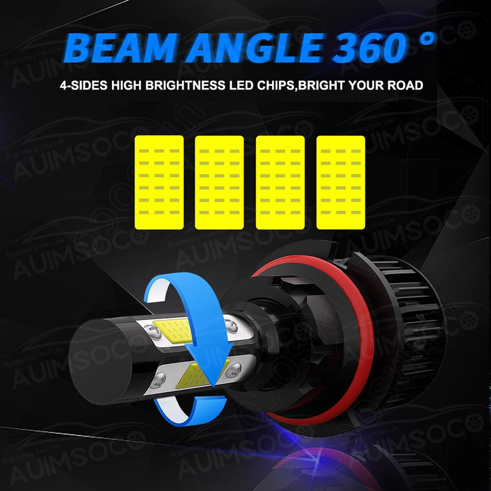 9007+881 LED Headlight High Low Beam Fog Light Bulbs For 2000-2002 Nissan Quest - Image 3 of 4