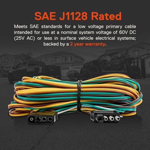 Kit de arnés de cableado de luz trasera de remolque plano de 25' 4 pines extensión estilo horquilla - Imagen 5 de 8