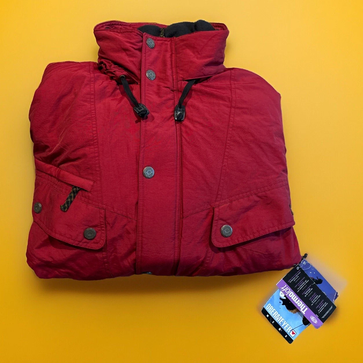 Obermeyer KETCHUM Winter Parka Ski Jacket Men's Red Hooded Size L NWT Vintage