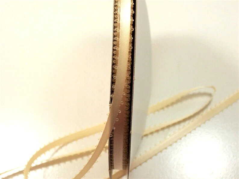 Schiff Brand Creme Picot Double-Face Satin Ribbon 3/16 inch wide x 10 yards B42 - Image 4 of 4