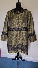 Indigo Moon Brocade & Lace Coat. Green Gold, Black. Beads, Sequins. Ladies Xl