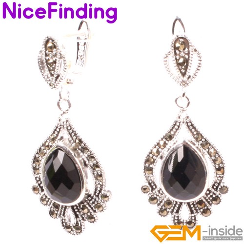 Surtido Piedras Preciosas Caídas Marcasita Cuelga Tachuela Moda Joyería Mujeres Pendiente Regalo - Imagen 33 de 59