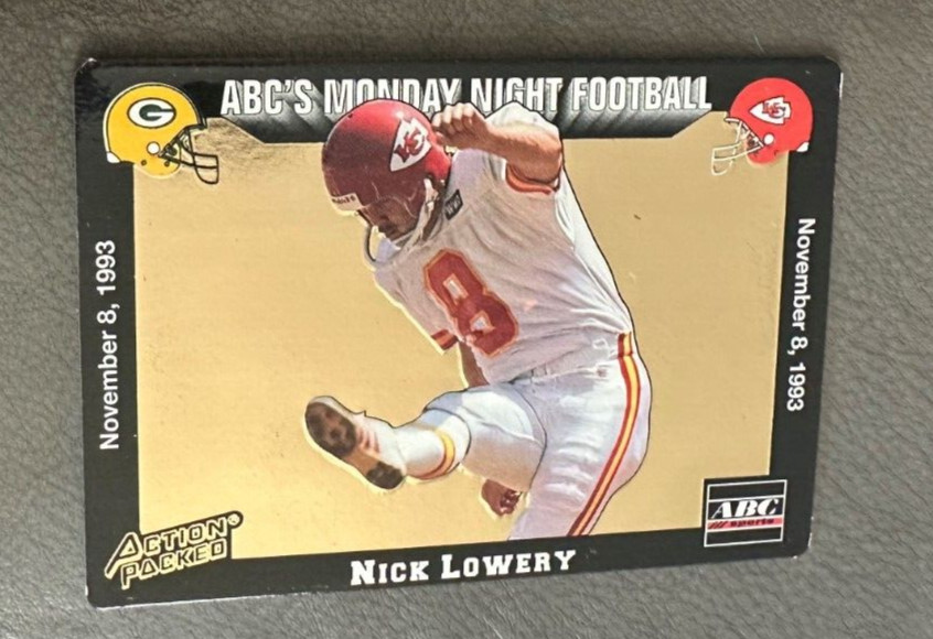1993 Action Packed Monday Night Football #42 Nick Lowery - KC Chiefs Kicker