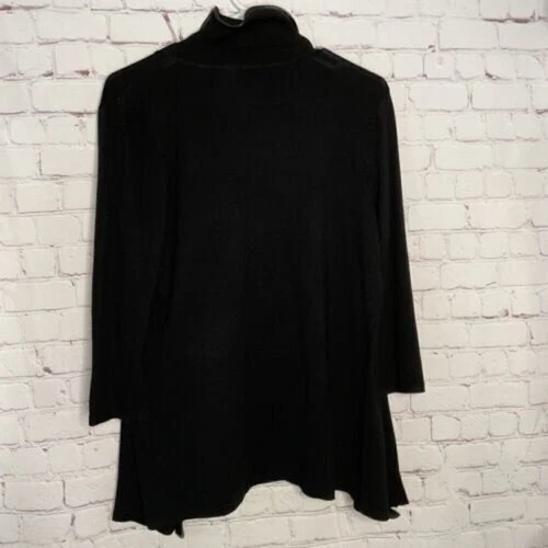 Cárdigan Neiman Marcus imitación cuero ribete manga 3/4 frente abierto mujer talla M Foto 4 de 4